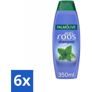 6 x Palmolive Shampoo Anti-Roos 350 ml - Anti-Roos Shampoo - Roos Shampoo - Hoofdhuidverzorging - Wilde Munt Shampoo - Verfrissende Shampoo
