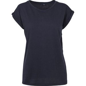 Build Your Brand - Extended Shoulder T-shirt - Marineblauw - Dames