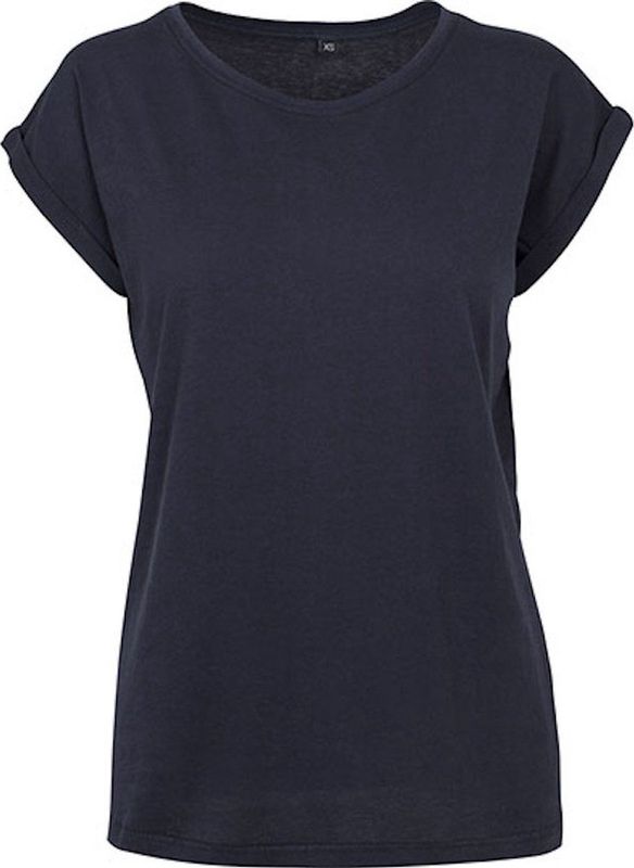 Build Your Brand - Extended Shoulder T-shirt - Marineblauw - Dames