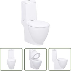 The Living Store Toilet rond afvoer onder keramiek wit - Toilet - Wc Pot - Modern Toilet - Keramiek Toilet - Ronde Toilet