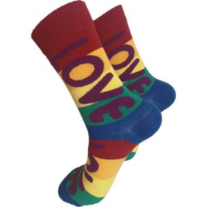 Verjaardag cadeautje voor hem en haar - Regenboog Sokken - Gay Pride Love Sokken - Leuke sokken - Vrolijke sokken - Luckyday Socks - Sokken met tekst - Aparte Sokken - Socks waar je Happy van wordt - Maat 37-44