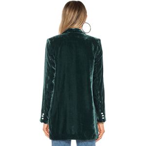 Dames Fluwelen blazer, blazer met lange mouwen, open vest, jas voor op kantoor Donkergroen S