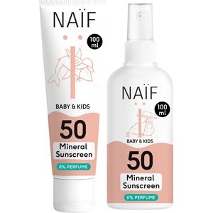 Naïf - Minerale Zonnebrandcrème & Spray Voordeelset - SPF50 - 2x100ml
