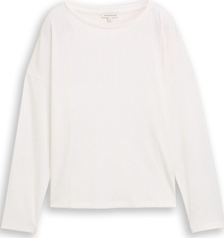 TOM TAILOR - Shirt - Wit - Lange Mouwen - Losse Pasvorm