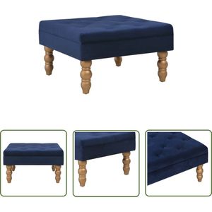 The Living Store Kruk 60x60x36 cm fluweel marineblauw - Poef - Velvet Stoel - Kruiken - Lounge Meubilair - Huiskamer Accessoires