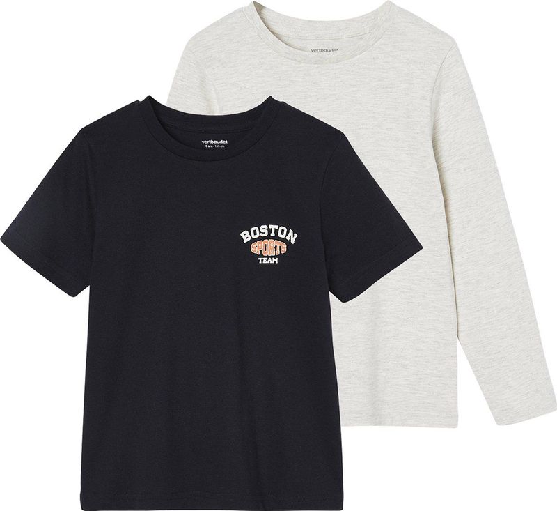 Vertbaudet Set van 2 sportshirts BASICS jongens