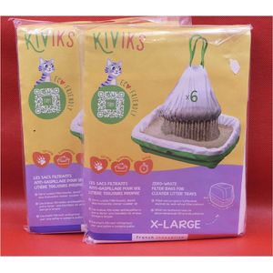 2 X KIVIKS KATTENBAKZAKKEN XL 6 stuks makkelijk, hygienisch, sterk 55-40-26cm