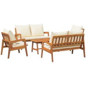 vidaXL - 5-delige - Bistro - Set - met - Kussens - Massief - Acaciahout