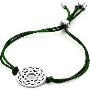 CO88 Collection 8CB 90211  Rope Armband met Staal Element - Chakra Bedel - One-size - Groen