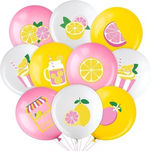 63 stuks citroenballonnen limonade feestdecoraties geel roze en witte citroen citrus latex ballonnen voor zomer verjaardagsfeestje babyshower decoratie benodigdheden