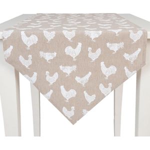 Clayre & Eef - Tafelloper - textielserie Landelijk - Kippen & Hanen - 50 x 160 cm