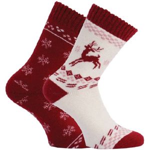 Wollen warme sokken met rendier - prijs per 2 paar - elastan
