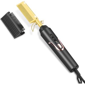 Elektrische stijltang en kam 2-in-1 voor perfect gestyled haar - Automatische uitschakeling en dubbel voltage