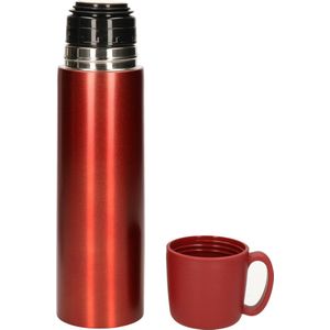 Thermosfles/isoleerfles - RVS met kunststof dop - rood - 500 ml