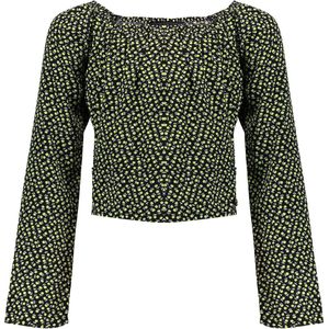 Meisjes blouse - Helen - Zwart bloemen print