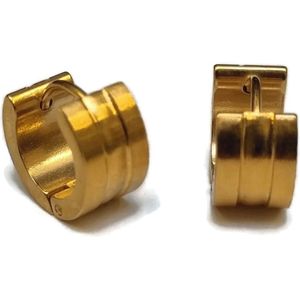 Aramat Jewels Oorringen - Vergulde Stalen Oorringetjes 14mm - Roestvrij staal - Mannen - Volwassenen - [14mm]