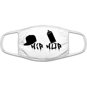 Hip hop mondkapje | muziek | gezichtsmasker | bescherming | bedrukt | logo | Wit mondmasker van katoen, uitwasbaar & herbruikbaar. Geschikt voor OV