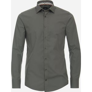 VENTI modern fit overhemd - popeline - groen - Strijkvrij - Boordmaat: 47