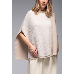 Dames poncho/cape teddy ton sur ton beige/zand