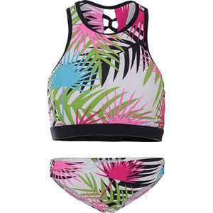 Dames bikini sport met gevlochten detail - Multi color leaf -XS