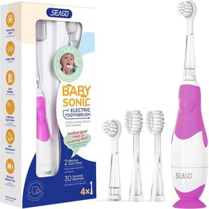 Elektrische tandenborstel voor baby's en jonge kinderen met timer, opzetborstels en led-licht