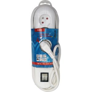 TCD - 4-voudig Aarde Schakelaar - Wit - 3,0m - 3500 Watt