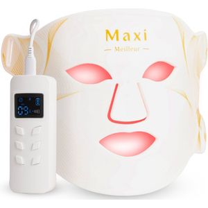 Maxi Meilleur® led masker lichttherapie - Nova series Red Light Therapy - Led Face mask white - huidverjongingsapparaat gezicht - rood licht therapie - infraroodtherapie - collageen masker - LED Gezichtsmasker