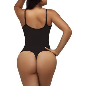 De Millennials Full body String Shaper - Zwart - Maat M - Corrigerend string -Onzichtbare string - string shapewear - bodyfashion -High waist string -Dames -Correctie ondergoed-Naadloos string -Afslank- Billen Push-BodySuits - Dress shapewear -
