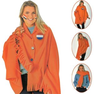 Oranje Poncho Fleece - Voetbal EK & WK - Koningsdag - One size