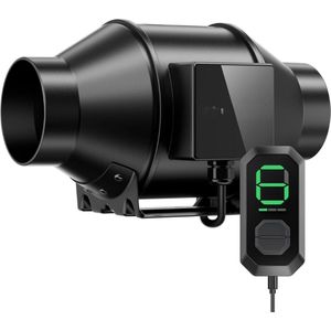 Inline Kanaalventilator 10 Cm - 195 CFM - Met E12 Snelheidsregelaar - Volledig Programmeerbare PWM Gestuurde EC Ventilator - Voor Kweektentventilatie