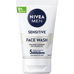 NIVEA MEN Sensitive Reinigingsgel Gezicht - Gezichtsreiniger - Alcoholvrij - Face Wash Voor de Gevoelige Huid - Gezicht Wassen - 100 ml
