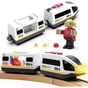Accu-actie-locomotief (magnetische verbinding), elektrische trein voor kinderen, educatief speelgoed, cadeaus voor kinderen, Rail passagierstrein compatibel met Thomas, Brio, Chuggin