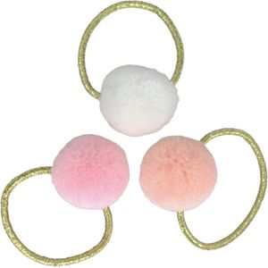 Basic mini haarelastiekjes met pompoms - blossom
