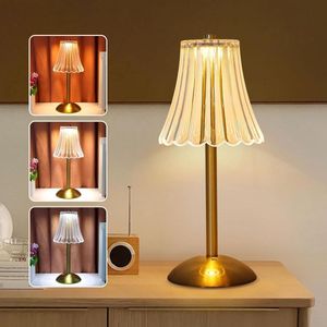 Nachtkastje Lamp - Lamp voor Nachtkastje Draadloze led-tafellamp 800 mAh-bureaulamp met accu-3 kleurmodi-dimbaar bedlampje-touch-control voor eetkamer-slaapkamer-buiten (goud)