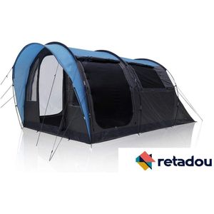 Retadou - Tent Bora, tunneltent voor 4 of 5 personen, UV 50+ familietent, donkere slaapcabine, grote woonruimte en ramen, waterdichte campingtent (5000 mm), stahoogte, luifel, brede ingangen