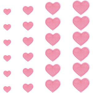 24 stuks opstrijkbare hartpatches in 4 maten - Valentijn applicaties voor kleding, jassen en rugzakken