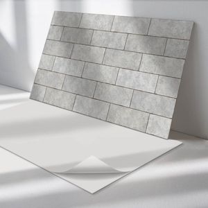 Wallfluent Vinyl Wandpaneel - 3D-baksteenpatroon Zelfklevend Wandpaneel - 100 cm x 50 cm - Grijs PVC wandpaneel - Set van 1 - Rechthoekig Wandbekleding Vinyl - Texturen Wandpaneel - PVC Muurpaneel - Wandpaneel Keuken en Badkamer