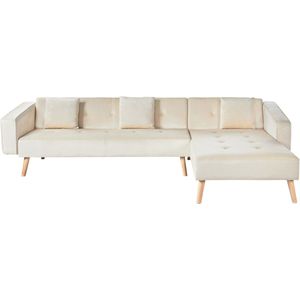 VADSO - Hoekslaapbank - Lichtbeige - Linkszijdig - Fluweel