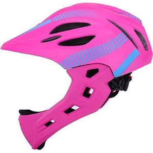 Pro-Care Mountainbike helm, Met LED achterlicht, Verstelbare kinderhelm en extra afhaalbare gezichtsbescherming, 52-56 cm, PinkStripe-Hammer, 3 tot 14 jaar