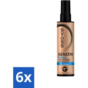 Syoss - Keratin & Volume - Heatprotection Spray - Dubbele Bescherming - 200 ml - Voordeelverpakking - 6 stuks