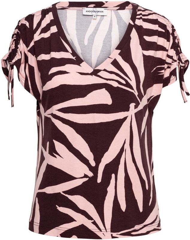 &Co Woman - Viana Leaf - Blouse - Aubergine Multi