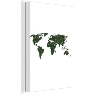 Wanddecoratie Wereldkaart - Planten - Tropisch - Canvas - 60x90 cm