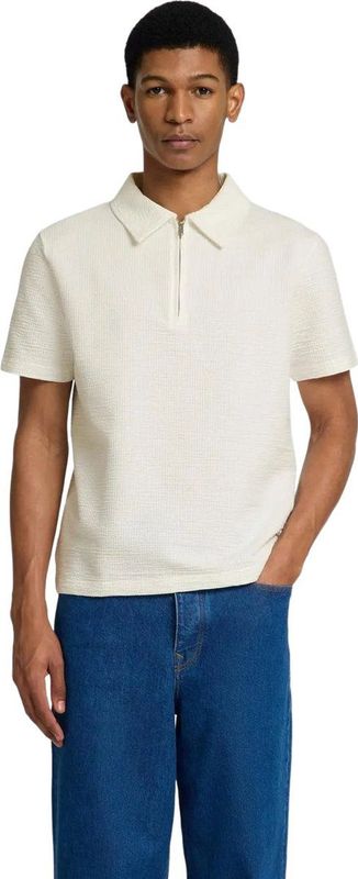 Selected Homme - SLHSANDER SEERSUCKER ZIP - Polo - Beige - Regular Fit