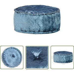 The Living Store - Pouf - Fluweel - 40 x 20 cm - Blauw