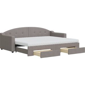 vidaXL - Slaapbank - met - onderschuifbed - en - lades - 80x200 - cm - stof - taupe