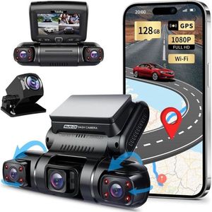 Luxe Dashcam voor Auto – Voor en Achter – Achter Draadloos – Ingebouwde WiFi – 1080P – Full HD – Ingebouwde GPS – Zwart