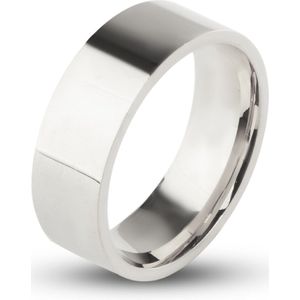 Ring - Hoogglans Zilver Kleurig - 8mm - Staal - Dames Heren - Mannen Ringen - Cadeau voor Man - Mannen Cadeautjes Accesoires