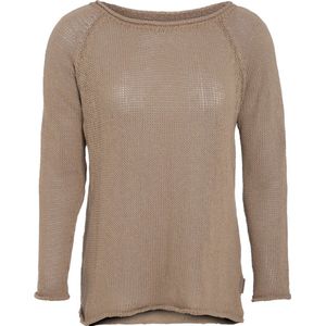 Knit Factory Jasmin Gebreide Dames Trui - Trui dames - Pullover voor de lente en zomer - Zomer trui dames - Damestrui - Duurzaam & milieuvriendelijk - Boothals - Lange mouw - Linnen - 36/38 - 80% Gerecycled katoen