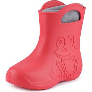 Ladeheid LA-CA-FrogWinter Kinder Regenlaarzen - Rubber - met Binnenschoen - EVA - Wasbare Binnenschoen - Koraal/Grijs - 30/31