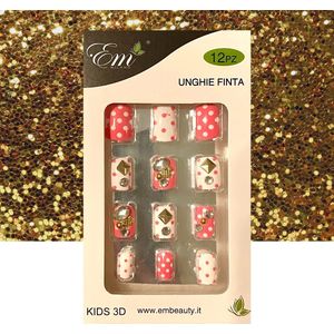 Plaknagels | Nepnagels | Pink White Dots | voor Kinderen | Geen Lijm Nodig